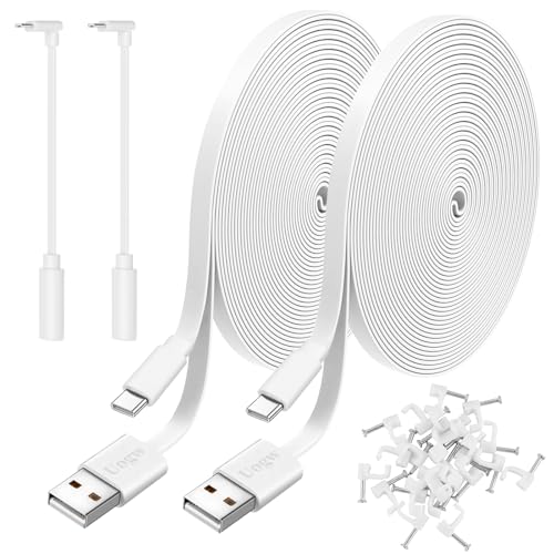 Image of 2 Pack 10FT Power Extension Cable Compatible with Wyze Cam v4 /v3 /OG,Wyze Cam Pan v3 /v4,Blink,eufy,NestCam Indoor,Amazon Cloud Camera,USB A to USB C (White)