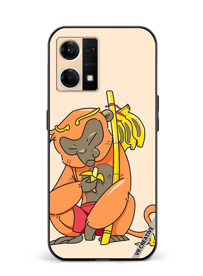 VR Creative Protective Case Cover For Oppo Reno7 Sleepy Monkey Design Multicolour NR513401