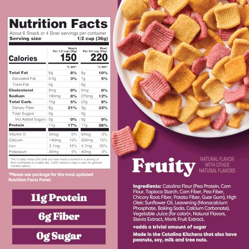 Image of Catalina Crunch Protein Cereal - Sugar Free Breakfast Cereal with 11g of Protein - Gluten Free - Fruity - 8 oz. Bag (Pack of 3) (Packaging May Vary)