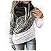 Felpe con Cappuccio Maglione Donna Casual Leopardata a Contrasto con Maniche Lunghe (M,3Nero)