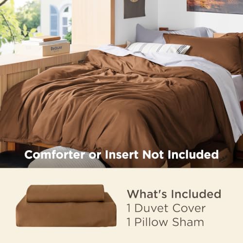 Image of Bedsure Twin /Twin XL Duvet Cover, Soft Double Brushed Bedding Set, Brown | For Kids & Adults, 68 inchx90 inch Comforter Cover, Hotel Luxury, All Season, Breathable, Easy Care, Lightweight, Zipper Closure