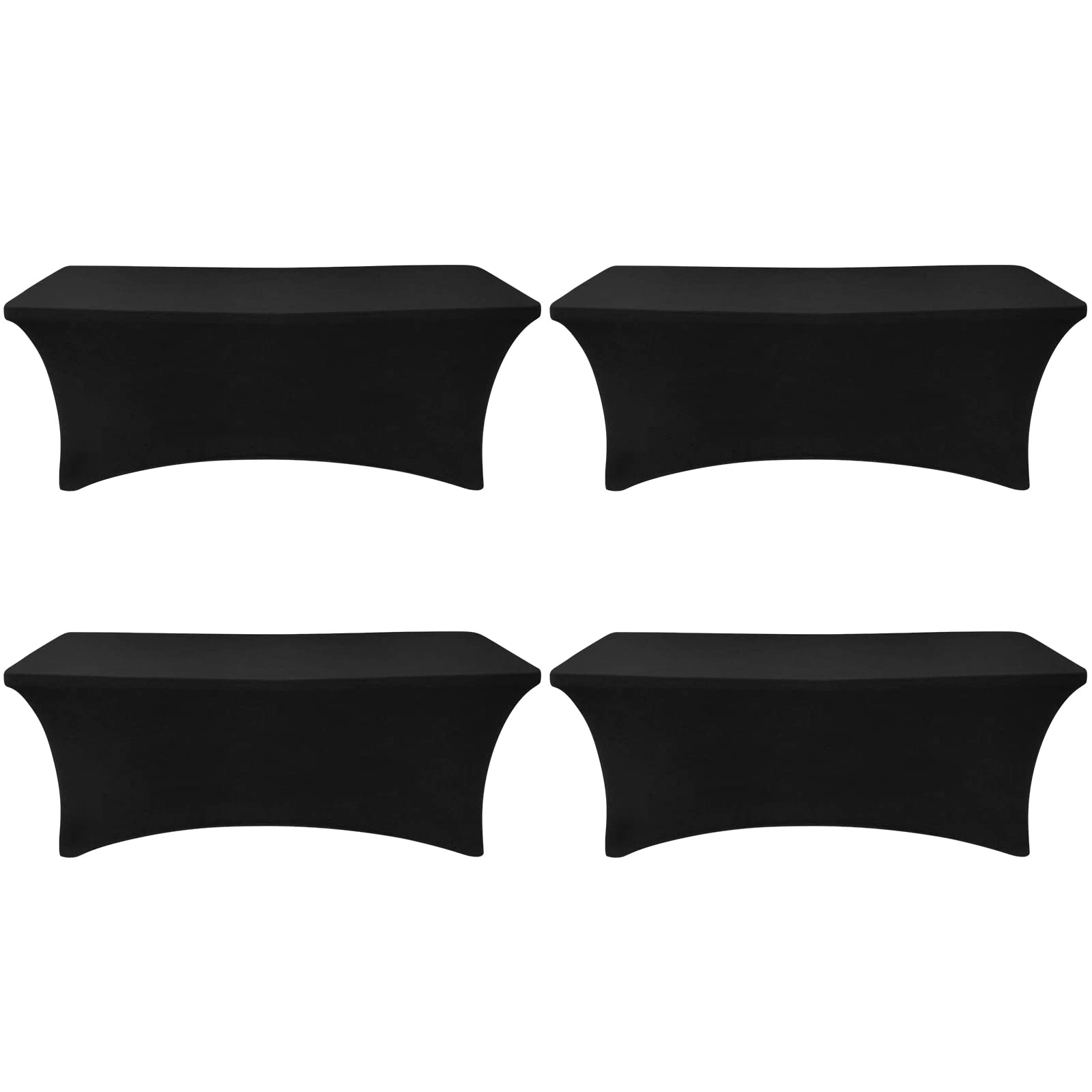 Spandex Table Cover 4 Pack 6FT Black Fitted Tablecloths,Washable Wrinkle Resistant Stretch Table Cloth Rectangle for Vendor Booth Display Items,Party Supplies for Adults,Wedding Decorations,Banquet