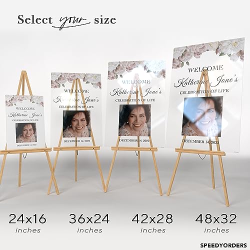 Image of Floral Funeral Reception Sign - Celebrating The Life Of Poster - Life Celebration Poster - Personalized Funeral Reception Poster - Custom Memorial Sign With Photo