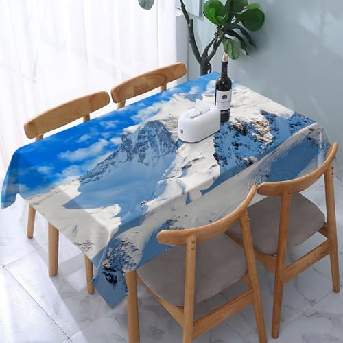 YOIUE Nappe Anti-Taches Lavable,137x183cm Nappe pour Table Rectangulaire pour Salle à Manger,Jardin,fête,Mariage ou Maison,Lac, Paysage de Montagne, Piste de Ski,...