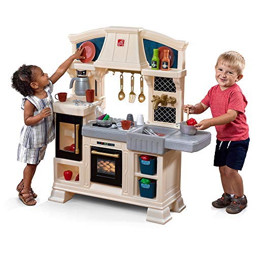 Step2 Classic Chique Kitchen Spielküche | Spielzeugküche für Kinder mit 28 teiligem Zubehör Set inkl. u.a. Geschirr & Töpfe | Kinderküche aus Kunststoff / Plastik
