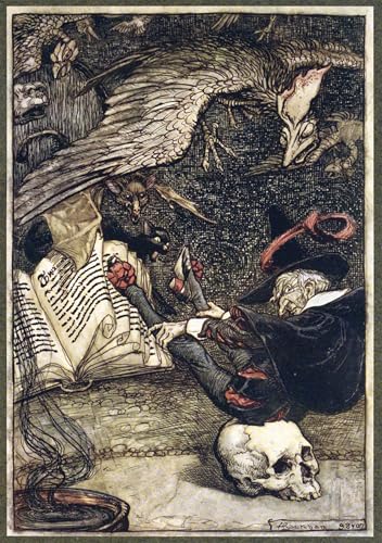Pinturas murales de Arthur Rackham decoran salones con el lienzo l'omino si era seduto
