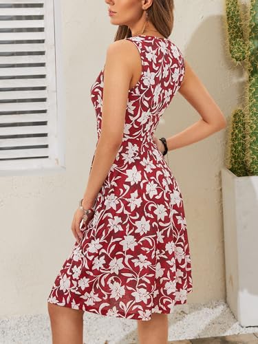 Image of GUBERRY Womens Wrap V Neck Sleeveless Sundress Summer Flare Tank Dress with Pockets
