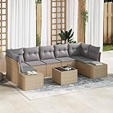 Photo Gallery teenpull set di mobili da giardino in polyrattan, per 7 persone, colore beige, grigio, 8 pezzi, divano ad angolo e tavolo, 55 x 55 x 37 cm, resistente alle intemperie, con cuscino Photo Gallery teenpull set di mobili da giardino in polyrattan, per 7 persone, colore beige, grigio, 8 pezzi, divano ad angolo e tavolo, 55 x 55 x 37 cm, resistente alle intemperie, con cuscino