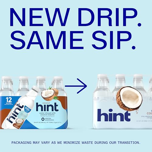 Image of Hint Fruit-Infused Bottled Water, Coconut - Sugar Free Flavored Water with Zero Calories, Naturally Flavored, and No Artificial Sweeteners - 16 Fl Oz (Pack of 12)