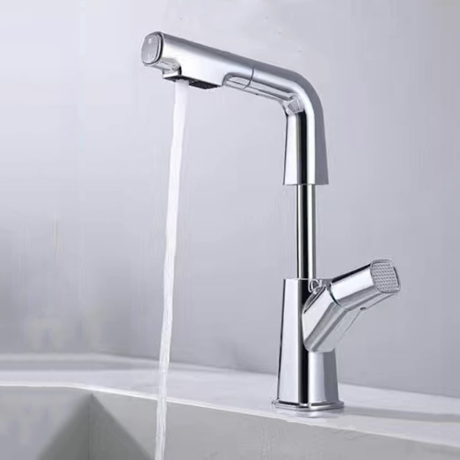 Robinet mitigeur monocommande extractible pour lavabo blanc pour salle de bain moderne