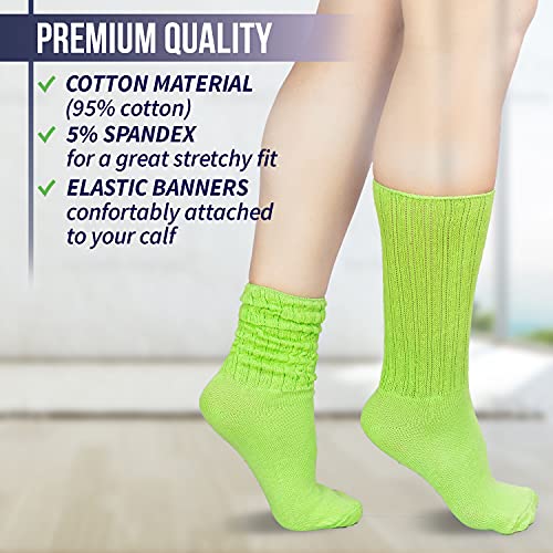Mdr Distributors Lightweight Cotton Slouch Sock For Women And Men 1 Pair Made In Usa Size 9 To 11 (Lime) #TOP3