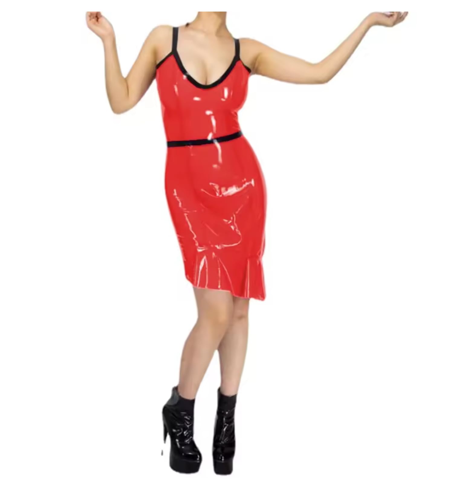 Personalizzazione profonda di Clubwear dei vestiti del patchwork della trasparenza dell'imbracatura della cinghia del collare del PVC V mini
