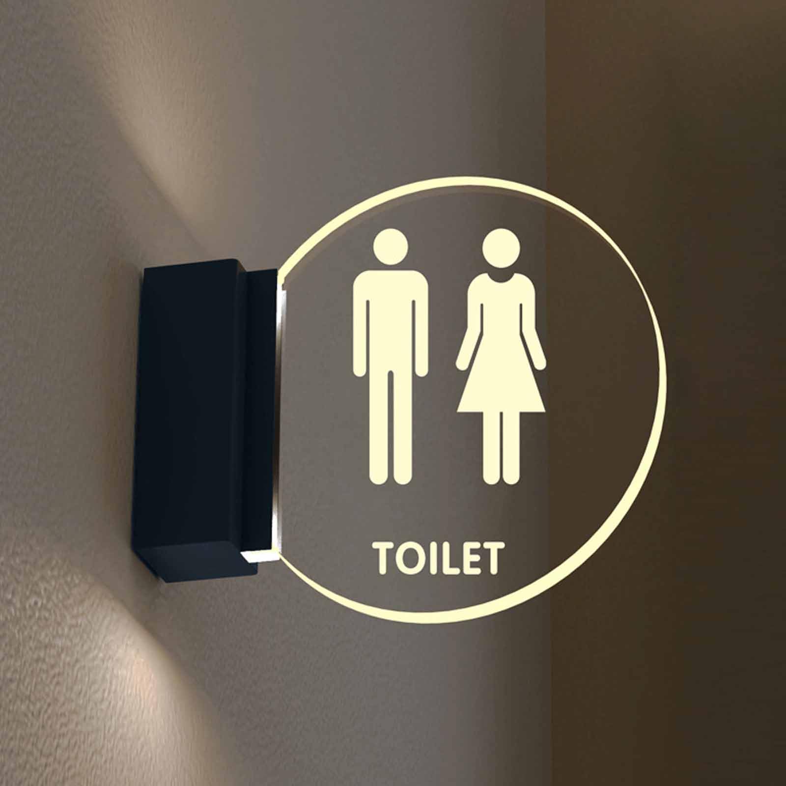 Ścienny Znak Led Do Toalety, Podświetlany Krawędziowo Znak Do Łazienki, Średnica 18 Cm, Dwustronny, Świecący Akrylowy Znak Do Toalety, Do Dekoracji Baru, Klubu I Hotelu