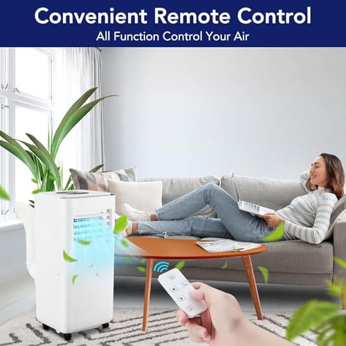 Image of 10000 BTU Portable Air Conditioner, 3-in-1 Portable AC for Rooms 450 Sq.ft, Ultra-Quiet Sleep Mode, Fast Cooling, Compact with Dehumidifier, Built-in Handles and Remote Control