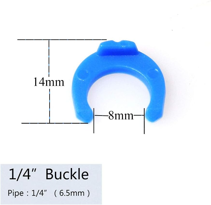 20pcs 1/4" Blue Locking Clips for RO Reverse Osmosis Water Filter Fittings PE Pipe Fitting Filter System Accessories
