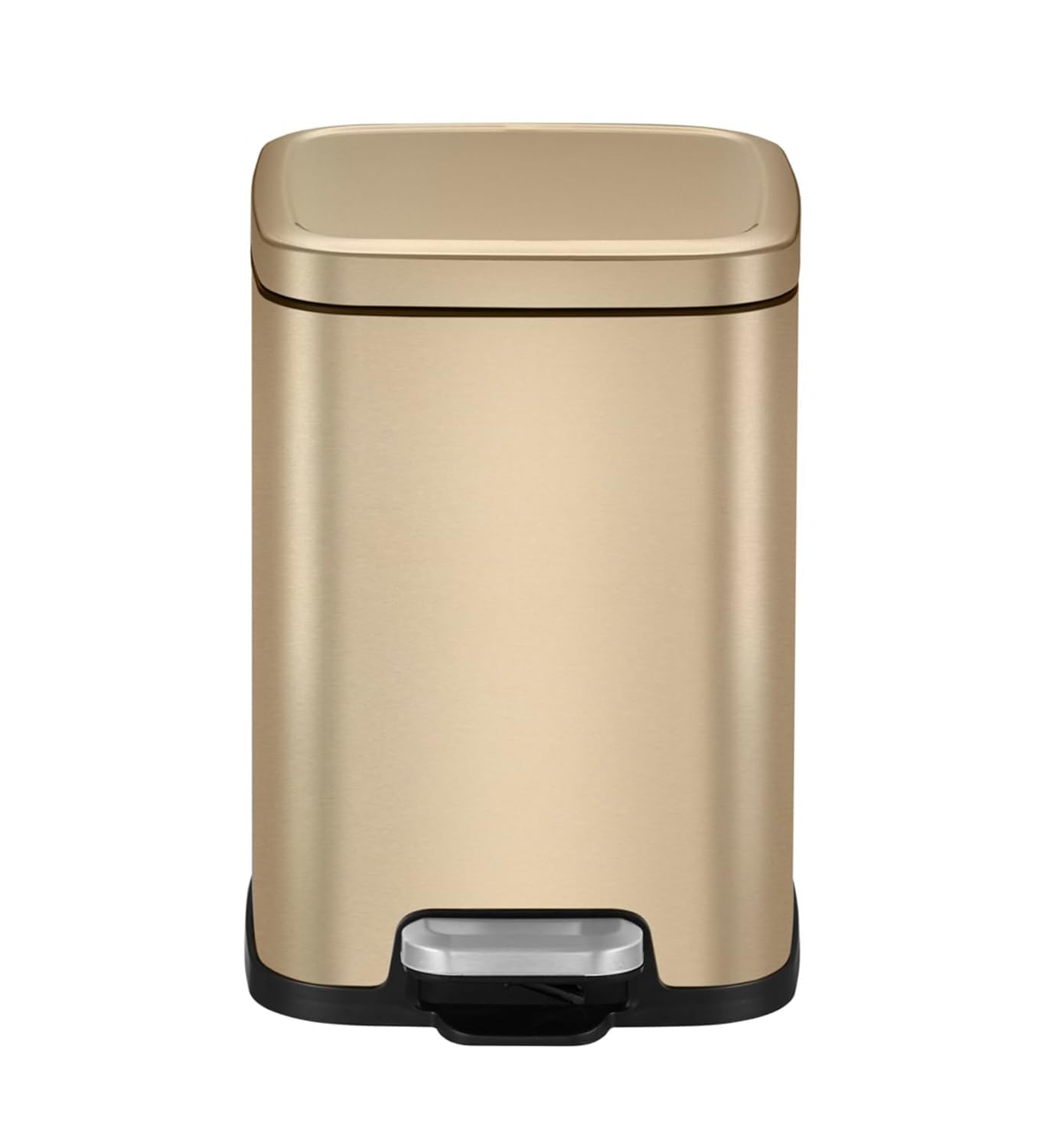 Soft-Close Bathroom Trash Can – 6L Stainless Steel Pedal Bin with Lid & Liner, Elegant Black Waste Basket for Home & Kitchen (Champagne Gold)
