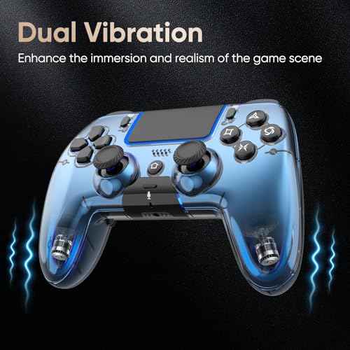Image of BETMI Wireless Controller for PS5, Pro /Slim /MAC /PC, Metallic Blue | Gamepad with Macro /Turbo Function, Dual Vibration, Hall Effect Joysticks, 6-Axis Gaming Controller with Speaker, 3.5mm Jack