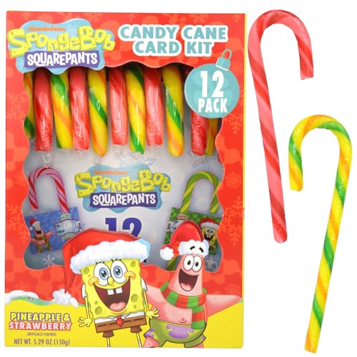 SpongeBob SquarePants Canes with Candygram Cards, Christmas Party Exchange Kit,