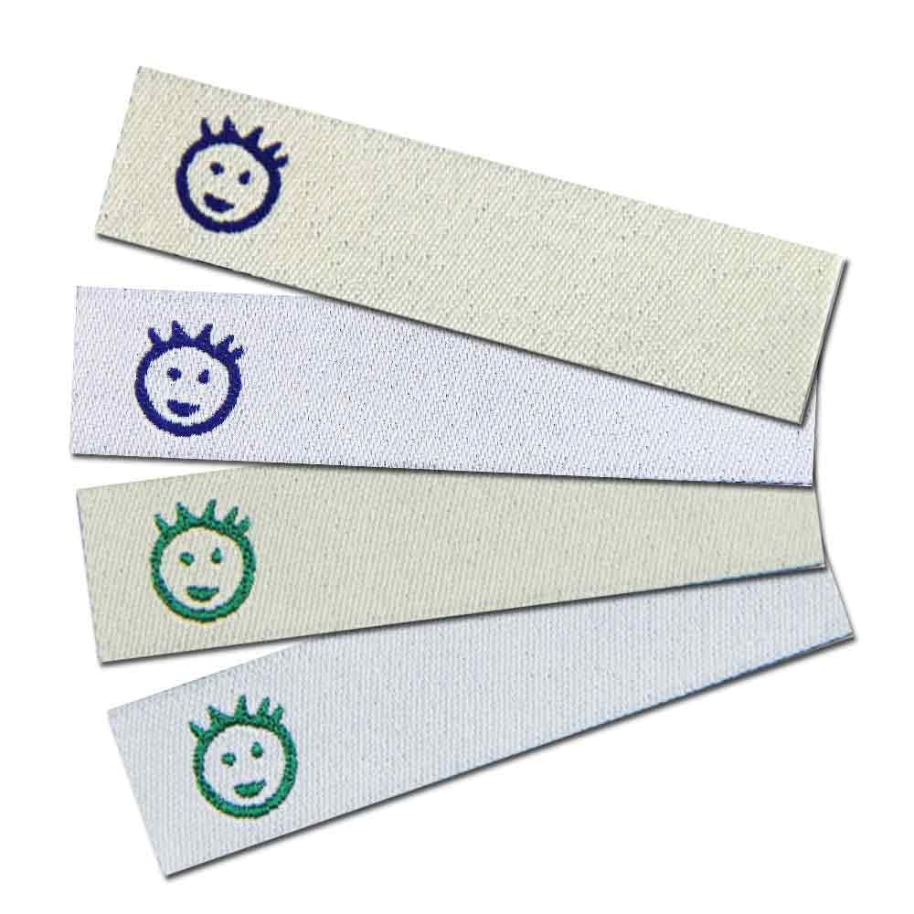 Etichette in tessuto per etichettare "Junge", quantità 200 pezzi/36,00 €, combinazioni di colore bianco - verde