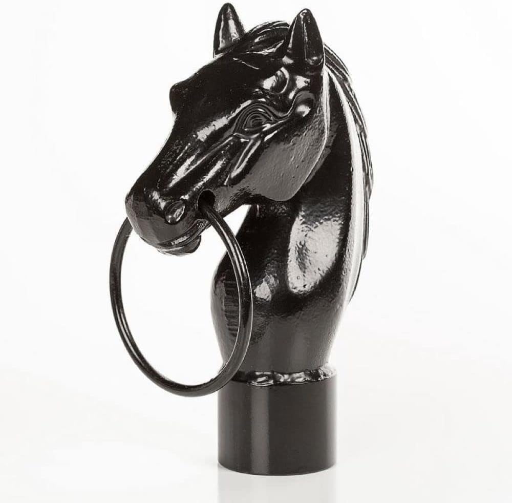 Horse HitchingPost、素朴で機能的で装飾的な馬の頭 ブラック鋳鉄製