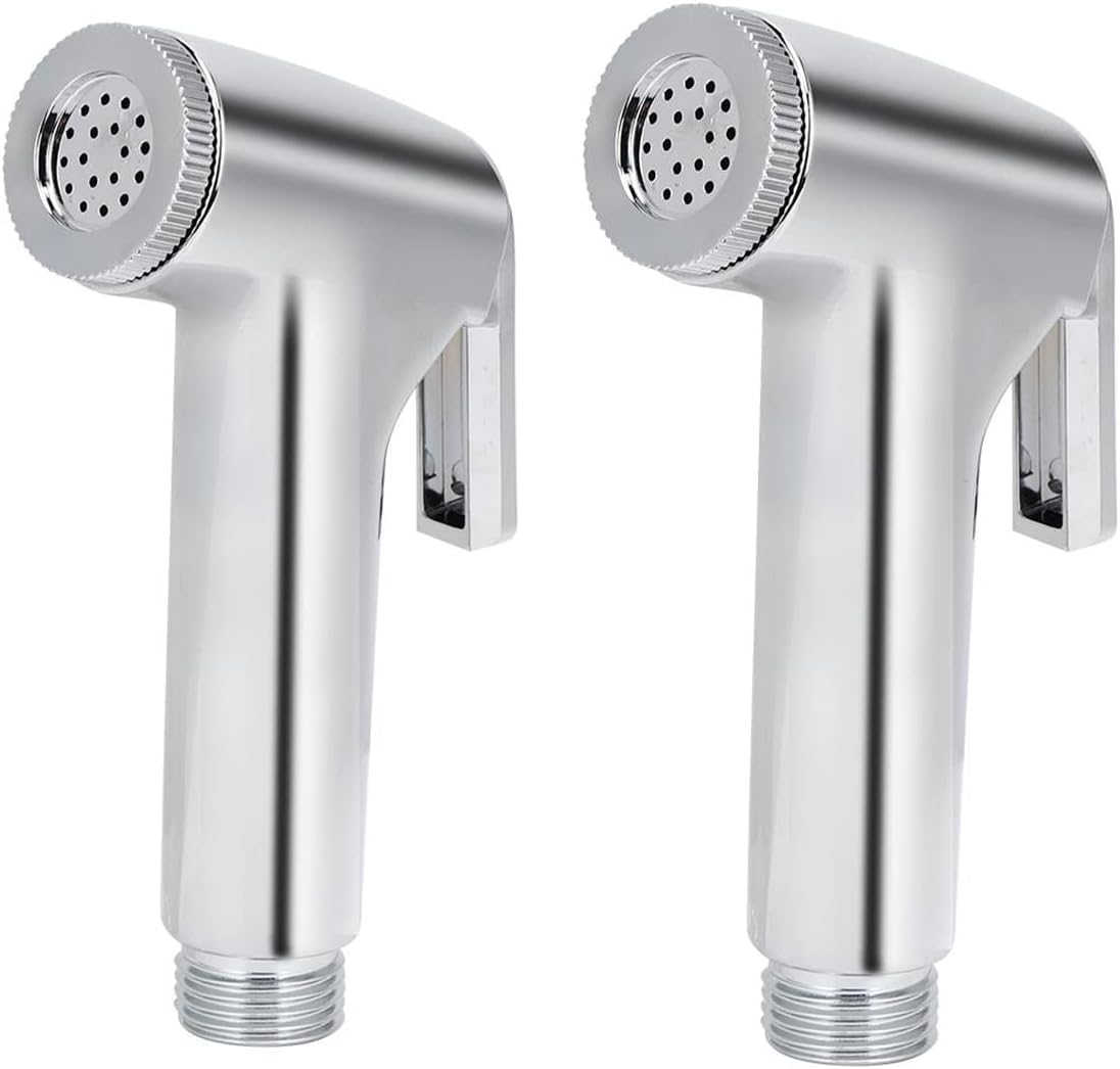 ABS Shattaf Handheld Health Faucet Set Toilet Wash Bidet Jet Spray Gun Shower Head (Chrome Plated) Pack of 2