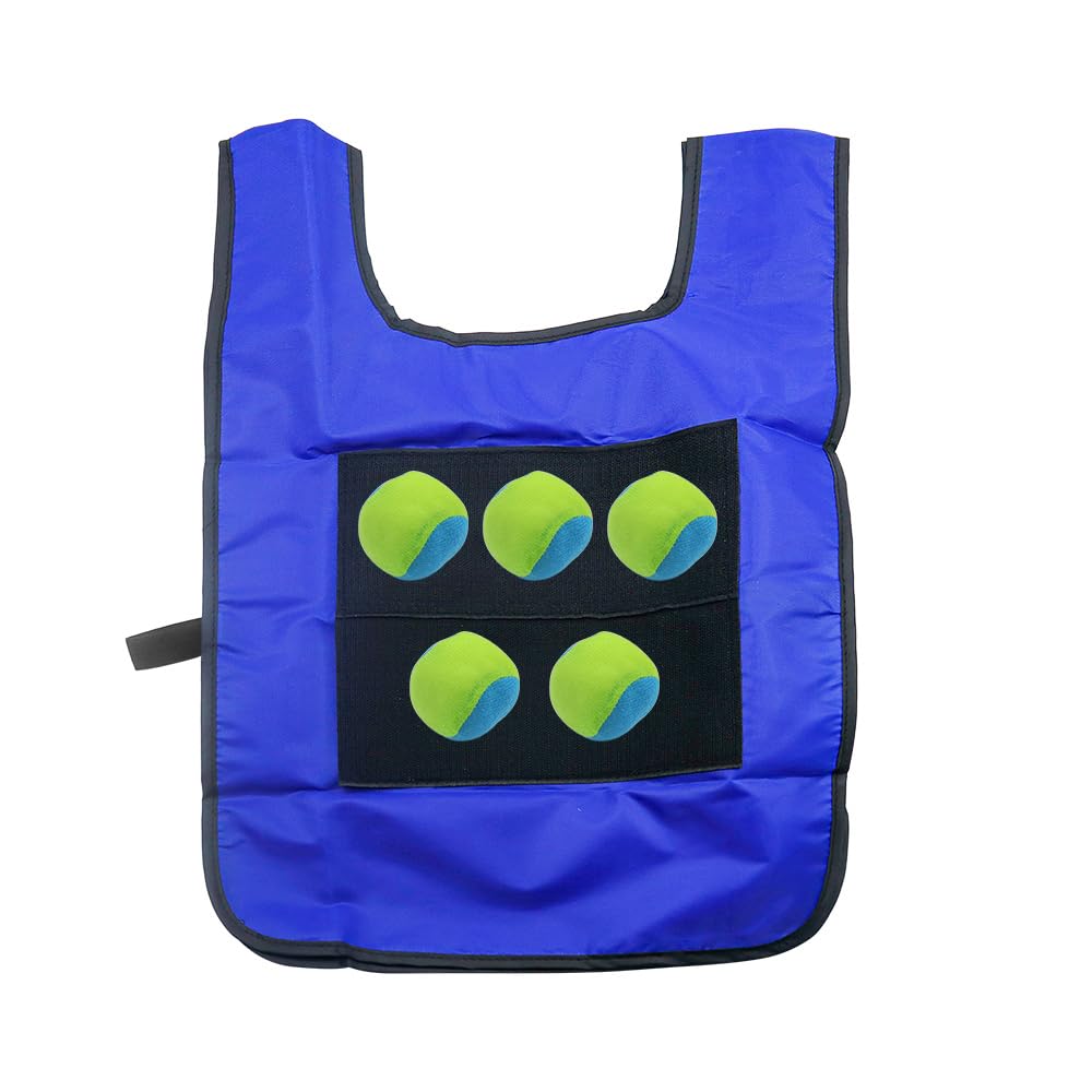 Ensemble de Jeu de Dodgeball 12 pièces – Gilet d'étiquette de Ballon Chasseur 2 pièces avec 10 balles pour Jeux d'intérieur et d'extérieur – Bleu