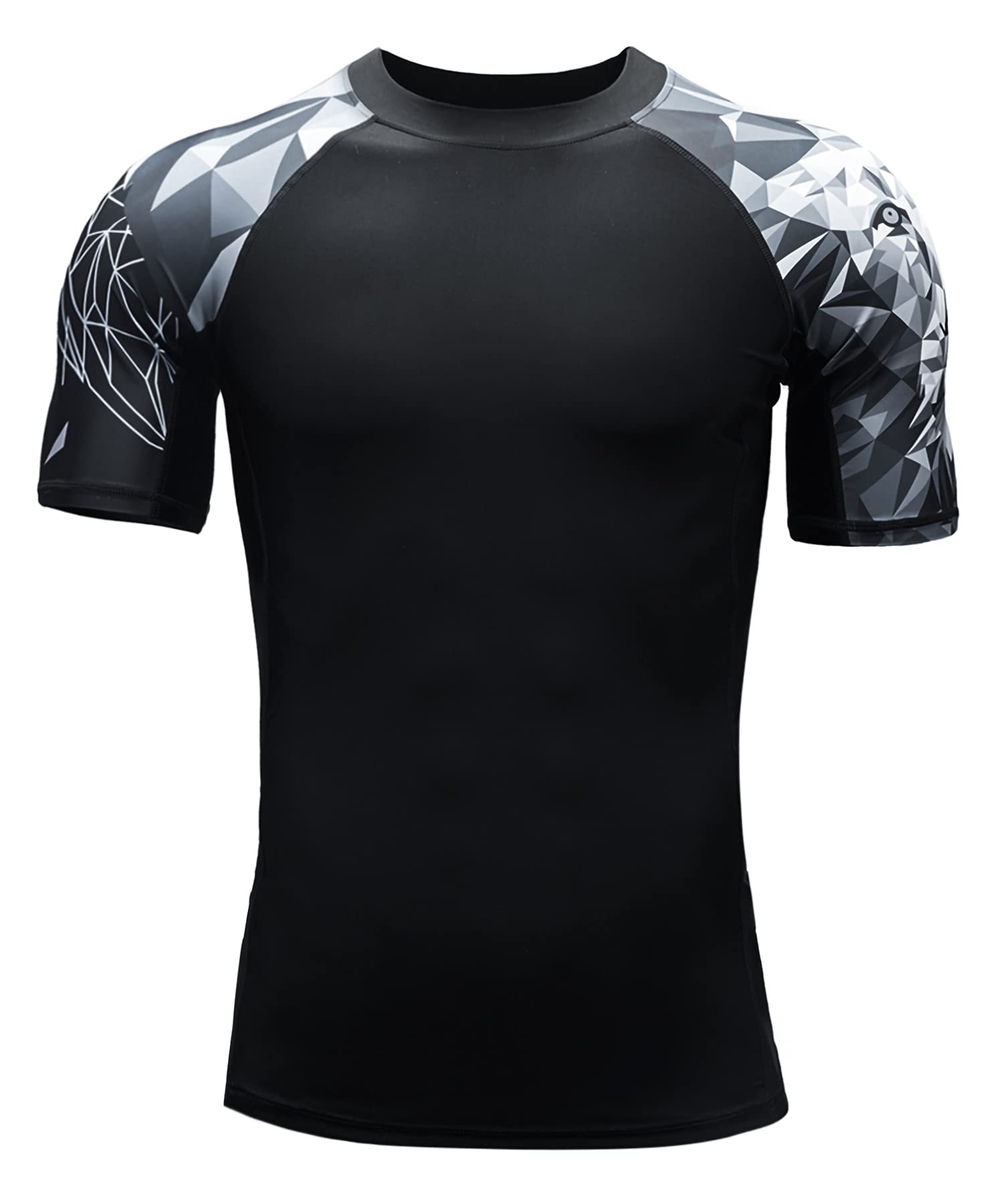 HUGE SPORTS Men's Splice UV Sun Protection UPF 50+ Skins Rash Guard Short Sleeves