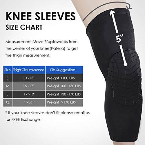 uunumi Basketball Knee Pads for Youth Adult,Crashproof Long Leg Knee Sleeve Brace Volleyball Football Cycling Wrestling Protector Gear for Kids Girls Boys Women Men (Black, Small)