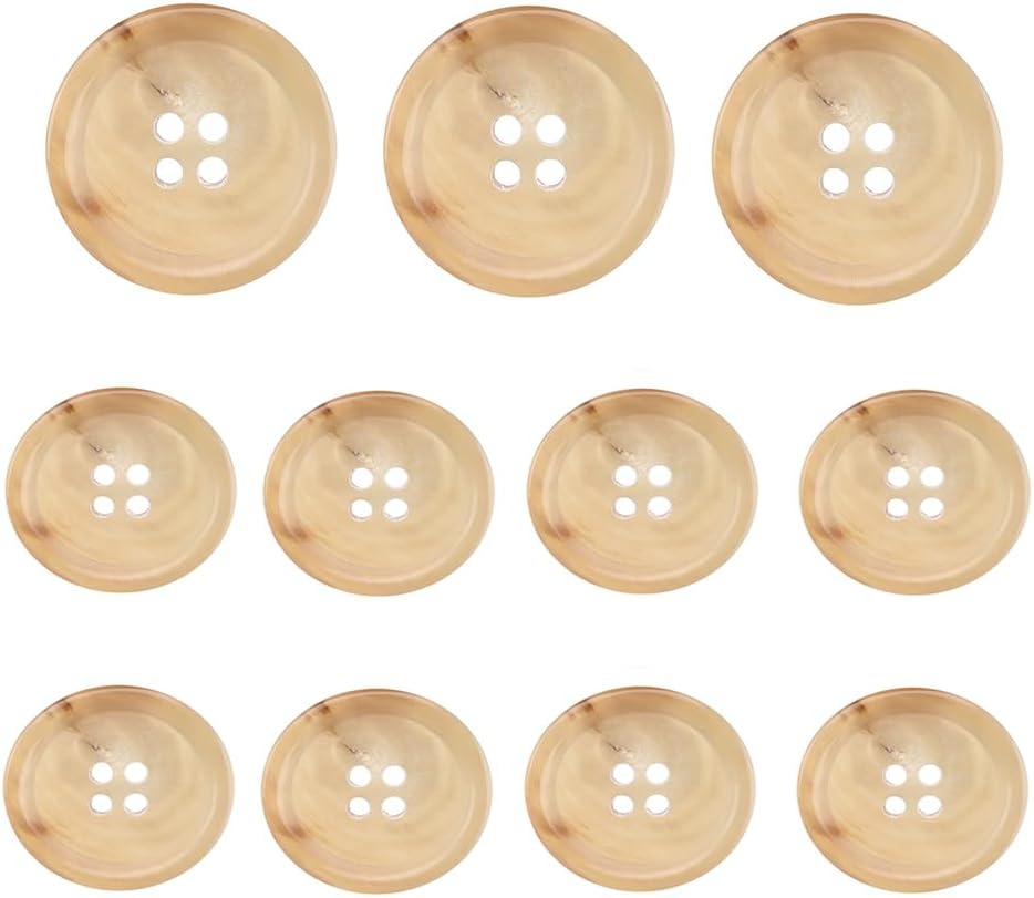 11 Pieces Real Yellow Horn Buttons for Blazer and Tailor Suit, 20mm 15MM Natural Genuine Buffalo Buttons for Luxury Clothes