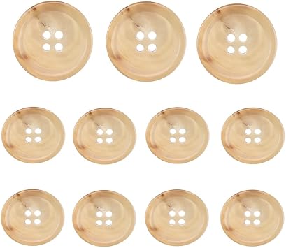 11 Pieces Real Yellow Horn Buttons for Blazer and Tailor Suit, 20mm 15MM Natural Genuine Buffalo Buttons for Luxury Clothes