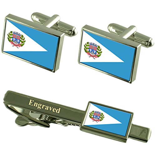 Gemelos Bandera del Estado de Espírito Santo Set Grabado Clip Corbata