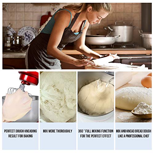 Küchenmaschine Knetmaschine AUCMA 5,5L Geräuschlos Knetmaschine mit 2 Edelstahlschüssel,Rührbesen, Knethaken… – Bild 3