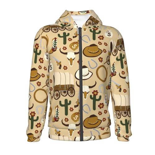 Wild West Cowboy Kid Hoodies Boys Zip Up Sweatshirts Girls Pullover with Pocket2