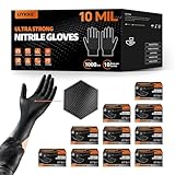 UYKKE Nitrile Gloves Disposable Cooking Rubber Gloves Black Nitrile Gloves Large,Heavy Duty 10 Mil Nitrile Disposable Glove Mechanic Latex Rubber Black Cooking Glove with Diamond Textured