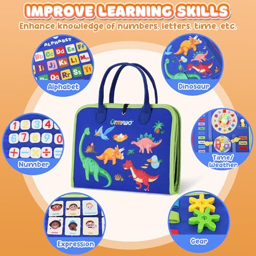 Image of URMYWO Toddler Busy Board - Busy Book Montessori Toys Ages 3 and up - Preschool Learning Activities with Alphabet Number Animal, Educational Travel Toys Birthday Gifts for Kids