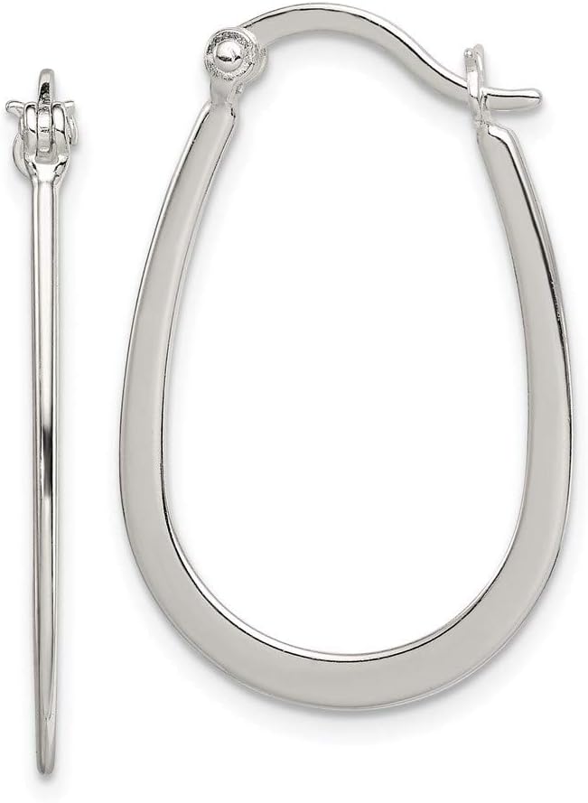 Solid 925 Sterling Silver Polished Hoop Earrings (1mm x 15mm)