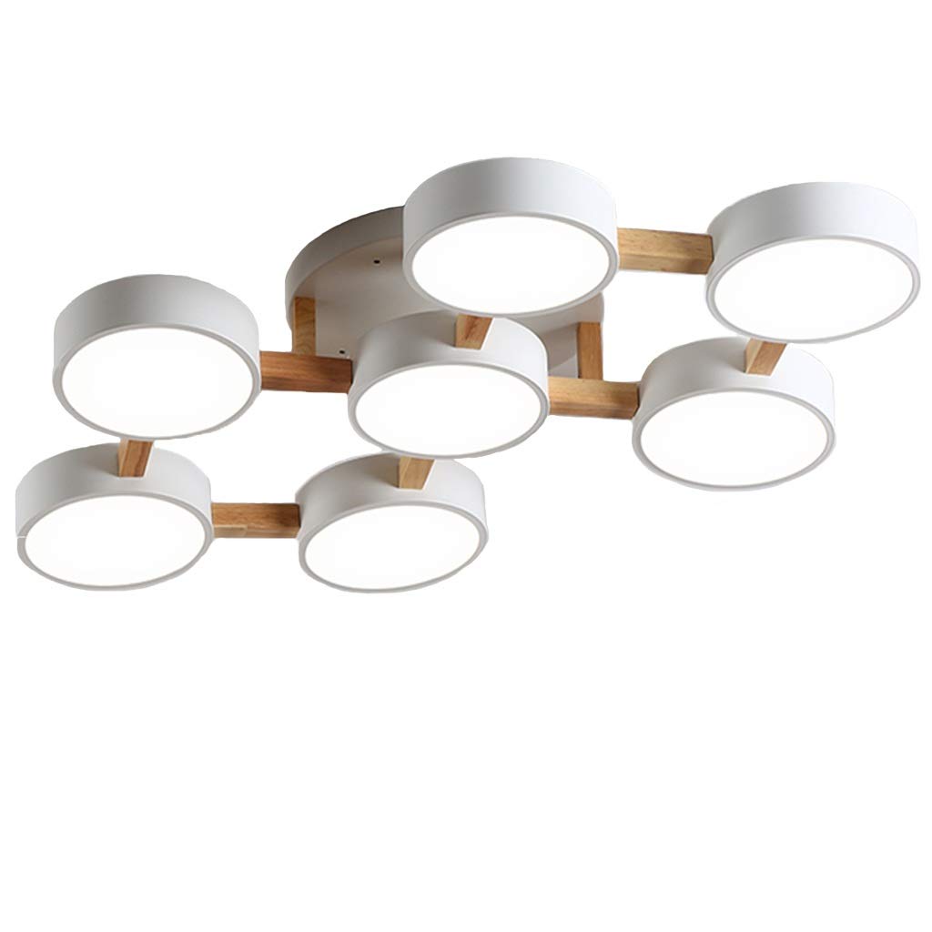 HynJGih Nordic Living Room Lamp Simple Modern Atmosphere Home Ceiling Lamp Restaurant Lamp Macaron Solid Wood Bedroom Led Lamps(C,7 Heads)