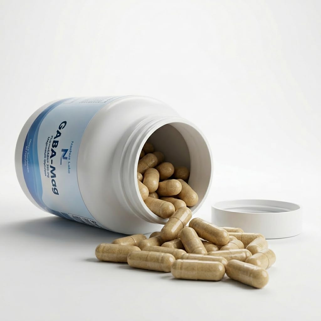 GABA-Mag - GABA Supplement - 250 mg Natural Source Gamma-Aminobutyric Acid with Magnesium Glycinate - Promotes a Calm, Relaxed, Focused State of Mind - 60 Capsules