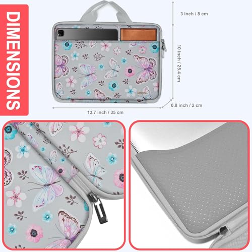 Image of Hseok Laptop Case 13.3-14 Inch Sleeve,TSA Shockproof Computer Handbag,Compatible with MacBook Neo /Pro 14 M5 /M4 /M3 /M2 /M1,All Models 13.3 inch MacBook Air /Pro,XPS 13 /14,Most 13-14 Notebooks,Butterfly