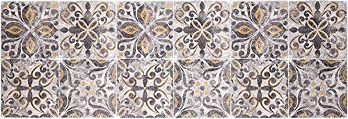 Baroni Home Tapis de Cuisine en PVC Carreaux Motif Faïence, Tapis Cuisine Antidérapant et Lavable,Maioliques Coloré, 60x180 cm