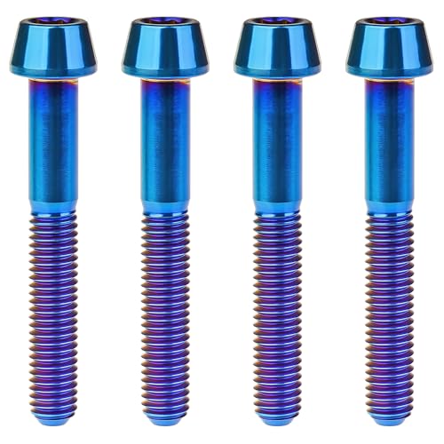 Image of Titanium Ti Bolt M5x9 16 18 20 25 30 35 40 45 50 55 60mm Tapered Head Screws Pack of 4 (M5x40mm, Burnt Blue)