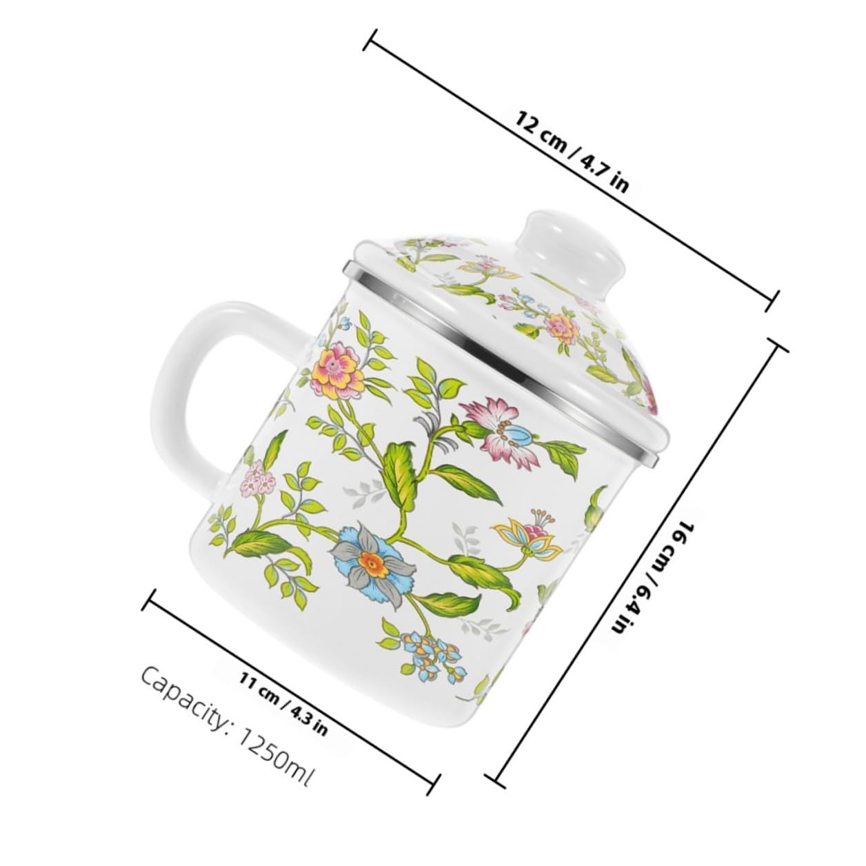 Healeved Emaillebecher aus Dickem Langlebigem Material 1250 Ml Fassungsvermögen Vintage Trinkbecher für Kaffee Tee und Wasser Hitzebeständig mit Praktischem Griff für Zuhause und Büro