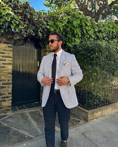 Mens Seersucker Blazer Jacket Regular Fit Summer Blazer for Men Lightweight Seersucker Wedding Suit Jacket2