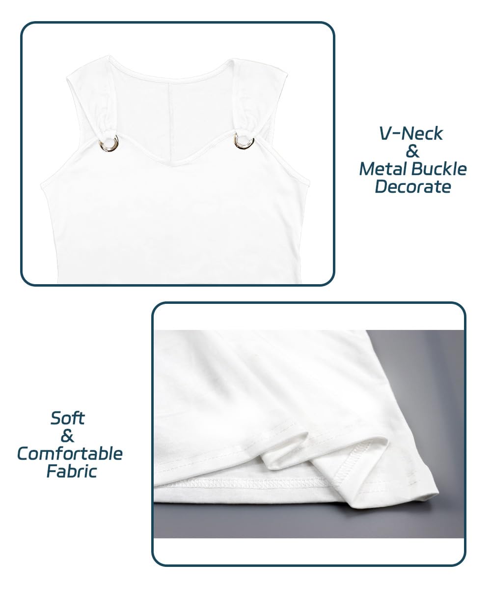 Yeenily Robe Femme Col en V sans Manches Décontractée Plage Robes Chic et Elegant Été Couleur Unie Mini Longue Tunique Robe