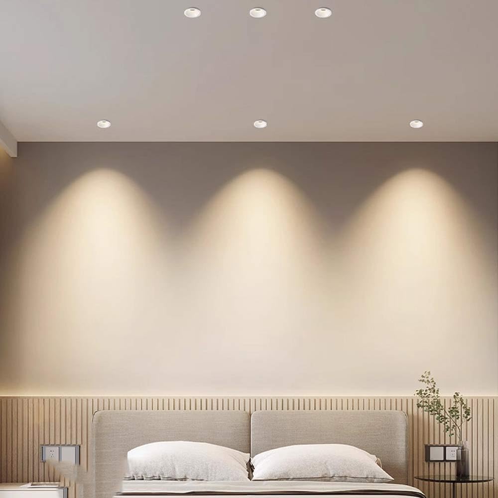 3 Pack Baffle Round 120 Volts LED Downlight, 3000K Recessed Lighting,10W Ceiling Flat Light Fixture LED Downlight Retrofit Kit with Baffle Trim