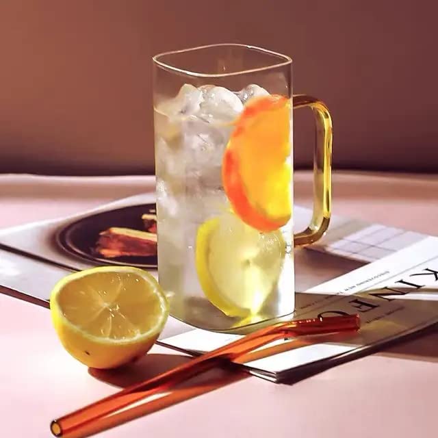 Image of Kamvy Glass Coffee Mugs with Colored Handle Set of 2, Clear 350ml Drinking Glasses Iced Tea Cups for Coffee, Milk, Tea, Juice, Beer or Hot Beverages (Multi Colored Handle Mug - 2)