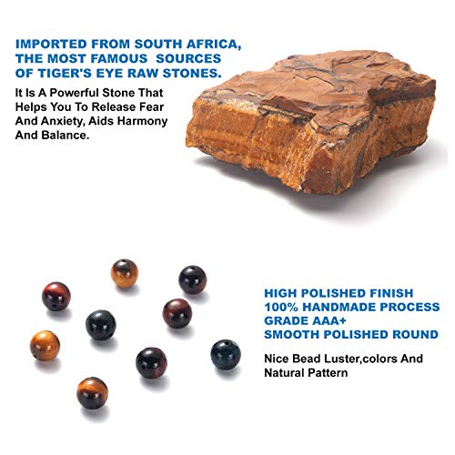 Tiger Eye Beads Beaded Necklace Chain for Men,Natural Gemstone Healing Crystal Jewelry 50/60/70cm3