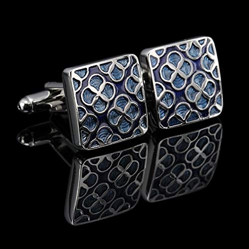 qgt Cufflinks Luxury Shirt Cufflink Floral Texture Cuff Button for Men, A Pair(Silver)-picture-25