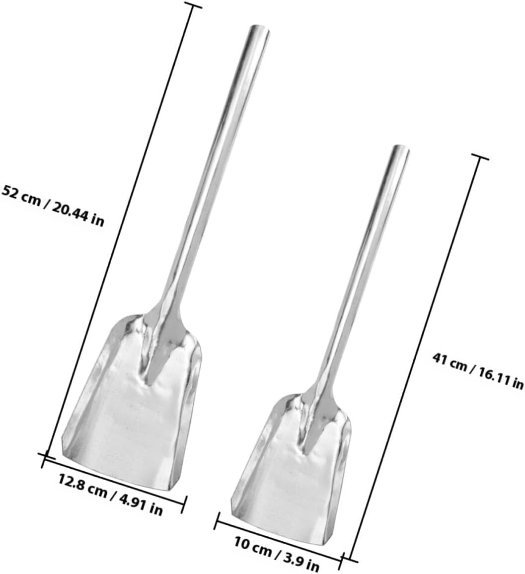 NUOBESTY Metal Coal Shovel Set 2pcs Thickened Cast Iron Ash Scoop Small and Medium Fireplace Cleaning Shovels for Household Stove Fire Pit Use