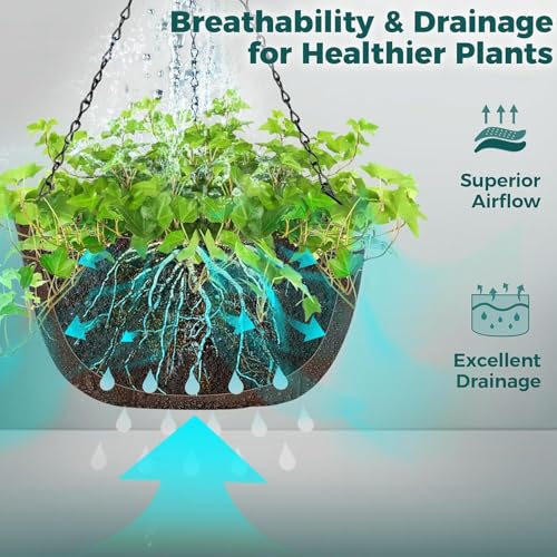 Panier de fleurs d'extérieur portable marron avec drainage optimal - 6